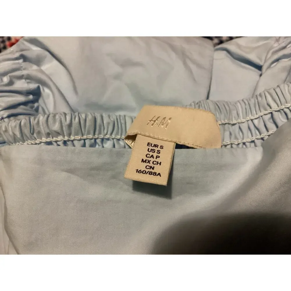 H & M Baby Blue Maxi Ruffle short sleeve dress women’s Small - Picture 6 of 7